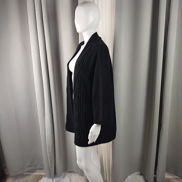 Croft & Barrow Black Cotton Blend Open Front Cardigan Long Sleeve Sweater Sze 1X - Picture 4 of 14